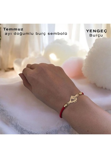 Archin Temmuz Ayı Doğumlarına Kırmızı Örgülü 14 Ayar Altın Plakalı Minik Kuş Motifli Hediye Bileklik-363ay Temmuz