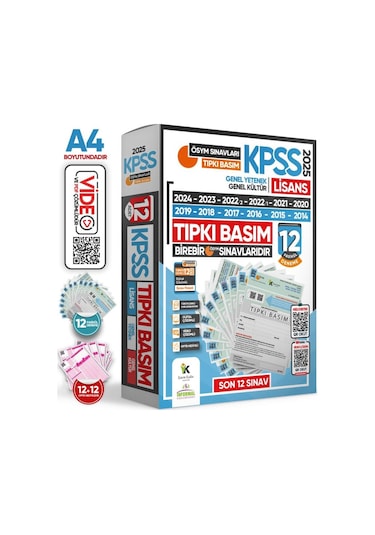 2026 KPSS Lisans ÖSYM Çıkmış Soru Tıpkı Basım 12li Deneme Paketi Video Çözümlü Türkiye Geneli