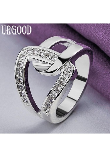 925 Ayar Gümüş Geometrik Aaa Zirkon Yüzük Moda Takı