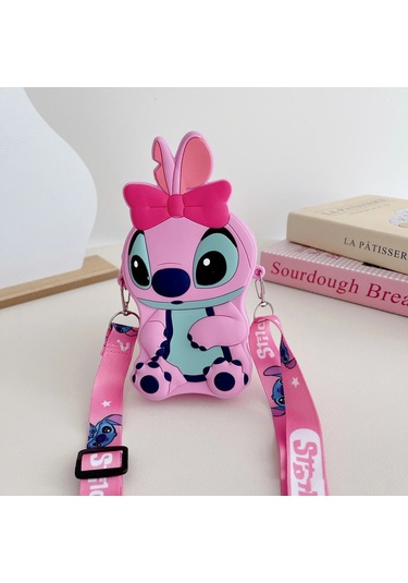 Mınıso Disney Dikiş Çocuk Crossbody Çanta - Kawaii Cüzdan, Taşınabilir Omuz Çantası Kızlar İçin Kız Çocuk Black