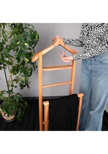 Ikili Dilsiz Uşak Açık Kahverengi Masif Ahşap Palto Ceket Cüppe Ofis Yatak Odası El Yapımı Diğer