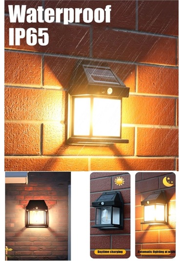 1 Adet Suya Dayanıklı Hareket Sensörlü Güneş Enerjili Solar Led Dış Mekan Bahçe Lambası Siyah