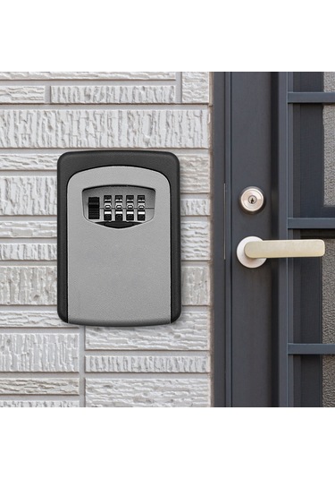 Skycity Alüminyum Anahtar Saklama Kutusu, 4 Basamaklı Kombinasyon Kilidi İle Ev Ve İş Yeri Güvenliği, Siyah Renk, Ks017 Modeli Diğer