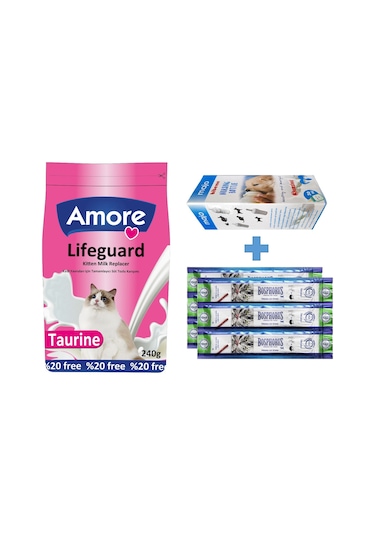 Amore Lifeguard Yavru Kedi Süt Tozu 240 G + Biberon + Ödül Sticks 2 x 3'lü