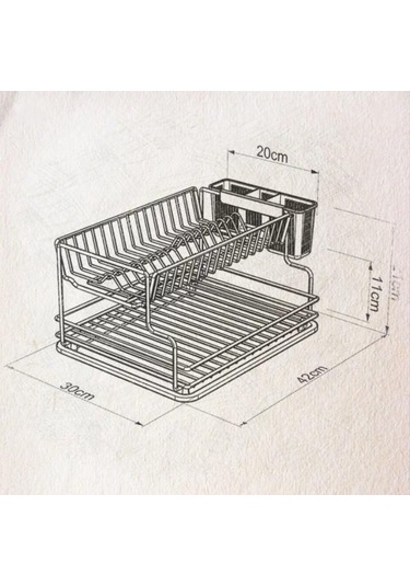 Geseus Home İki Katlı Tabaklık Bulaşıklık Krom Şeffaf Kb005