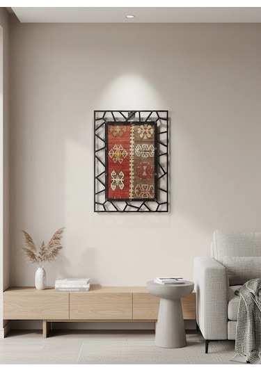 Modern Çerçeveli 60 Yıllık Antika Malatya Kilim Tablo