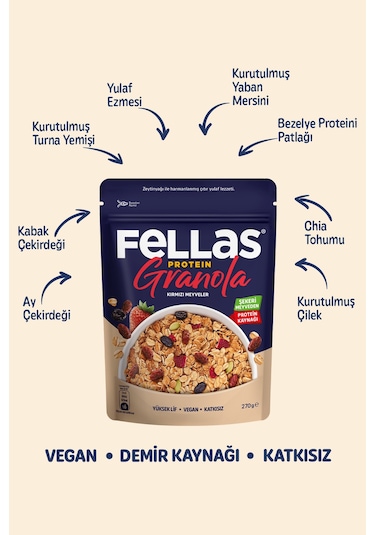 Fellas Protein Granola - Kırmızı Meyveler 270g