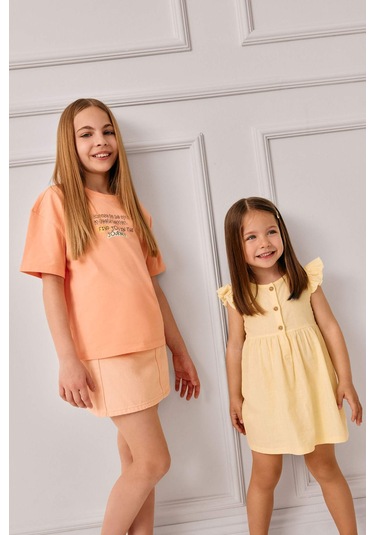 DeFacto Kız Bebek Basic Düz Kısa Kollu Flamlı Poplin Yazlık Elbise Z7402A225SMYL118