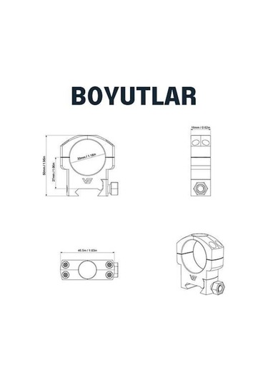 30mm Dürbün İçin Picattiny Ray Ayağı - Orta Siyah