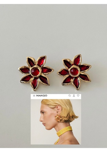 Marka Model Bordo Çiçek Küpe Kadın Tasarım Küpe Bordo