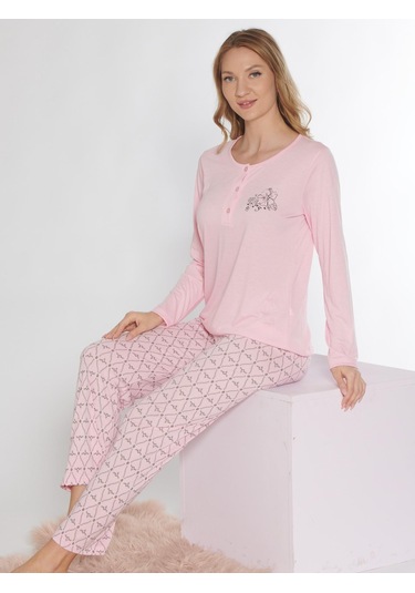 Uzun Kol Pijama Takımı Alperi 790-81 Pembe