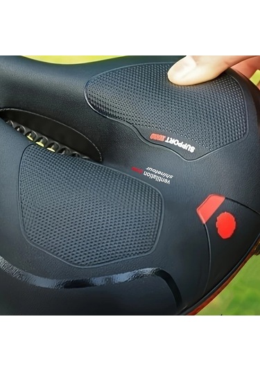 Motion003 Geniş Bisiklet Koltuğu Dağ Büyük Şehir Bisikleti İçin Şok Emici Boşluklu Tasarım Siyah Kırmızı Siyah+kırmızı