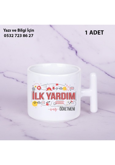 İlk Yardım Öğretmeni Öğretmenler Günü İçin Kişiye Özel İsim Baskılı T Kupa Bardak Öğretmenehediyelik Beyaz