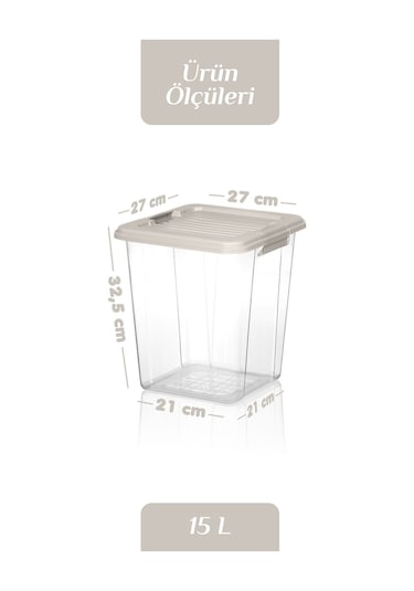 2'li Megabox 15l Saklama Kabı - Kilitli Kapaklı Çok Amaçlı Düzenleyici Kiler Depolama Saklama Kutusu Bej