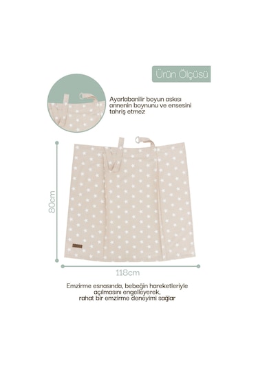 Mordesign Çok Amaçlı Bebek Emzirme Örtüsü/önlüğü Puset, Bebek Arabası Örtüsü, Extra Büyük, Yıldız Seri, Kahve Zg10030