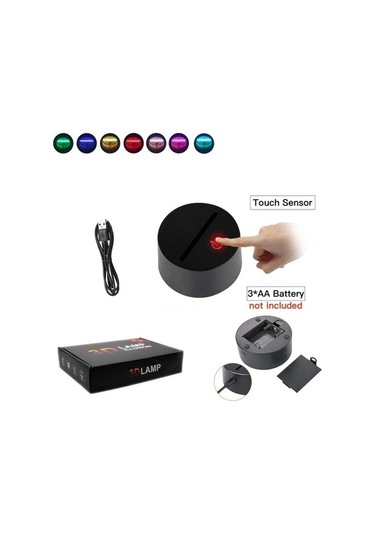 Wealthglow Renk Değiştiren 3d Dekoratif Şekilli Led Lamba - 12 Cm 799lax Siyah