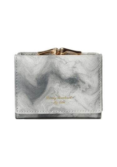 Linjinxu Mürekkep Boyama Elemanları Üç Katlı Cüzdan Mini Taşınabilir Cüzdan Siyah Siyah