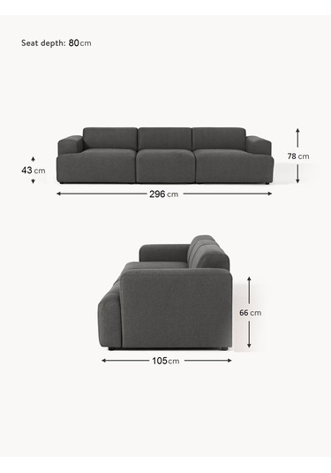 Most Mollista 3 Modül Kanepe Koltuk 41 Koyu Antrasit Keten Kumaş
