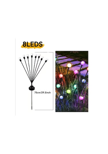 Solar 8 Top Çok Renkli Ateş Böceği Led Bahçe Aydınlatma Solar Bahçe Süsü Çok Renkli