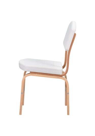 Vilinze Ege Teddy Kumaşnaturel Ayak Ahşap Sandalye Ege19-naturel Beyaz