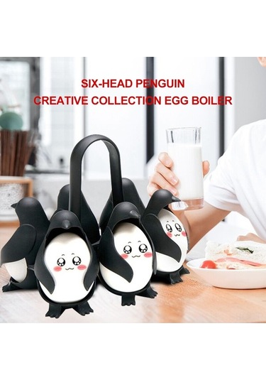Ulzyvf Sevimli Penguen Şekilli Mutfak Yumurta Haşlama Ve Saklama Kabı - Abs Siyah Siyah