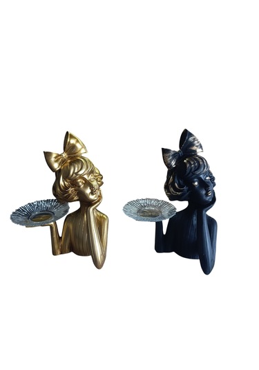 20cm-30cm Ebatlarında Kırılmaz Polyester Tepsili Kız Biblo