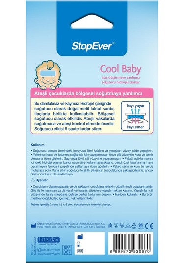 Stopever Cool Baby Ateş Düşürmeye Yardımcı Soğutucu Hidrojel Plas 6'Lı