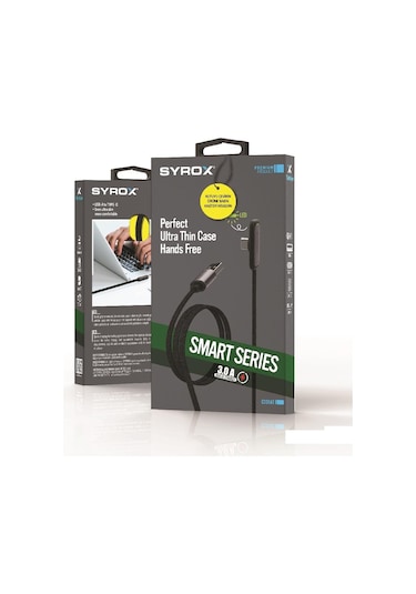 Syrox C131at 60w Usb To Type-c 90 Derecelik Hasir Ultra Hızlı Şarj & Data Kablosu