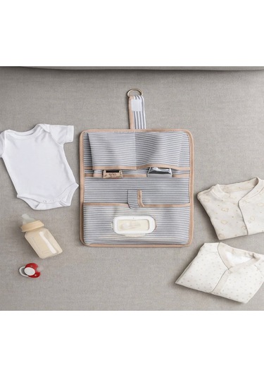 Bebek Alt Açma Bakım Çantası Çok Gözlü Islak Mendil Bez Düzenleme Organizeri Gri