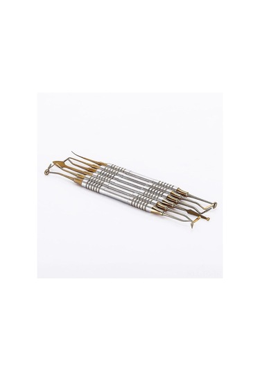 Skycity 6 Adet Altın Renkli Titen Kaplama Çelik Diş Hekimleri Rezin Dolgu Spatula Seti