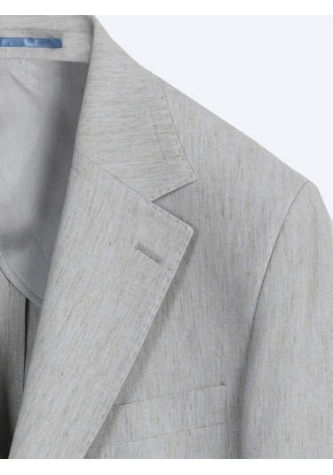 Kip Mavi Desenli Modern Fit Çevre Dostu Keten Karışımlı Takım Elbise