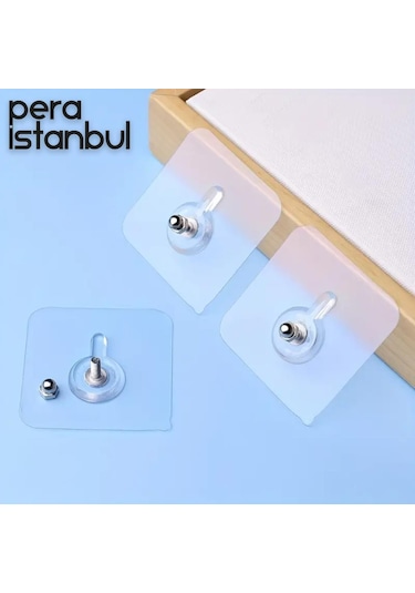 2 Adet Süper Güçlü Şeffaf Vidalı Çerçeve Askısı Resim Kancası Kendinden Yapışkanlı Şeffaf Yapışkan