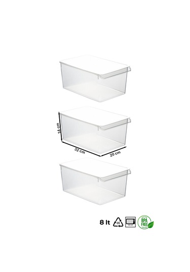 Porsima 3185 3lü 8 Lt Dolap İçi Ve Buzdolabı İçi Düzenleyici Set ŞEFFAF