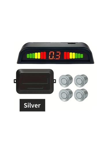 Dashanshop Hippcron 4 Sensörlü Park Sensörü Kiti Lcd Ekranlı Universal 8 Renk Gümüş