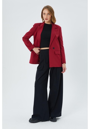 4516 Kadın Bezayağı Blazer Ceket Bordo Bordo
