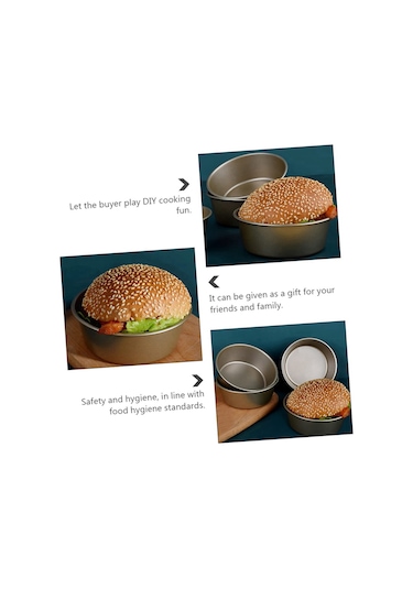 Xurunkeji 2 Adet Hamburger Kalıbı Daire Şablonu Paslanmaz Çelik Tencere Küre Kek Kalıbı Tost Makinesi Fırın Tepsileri Pizza Kitleri Pişirme Altın