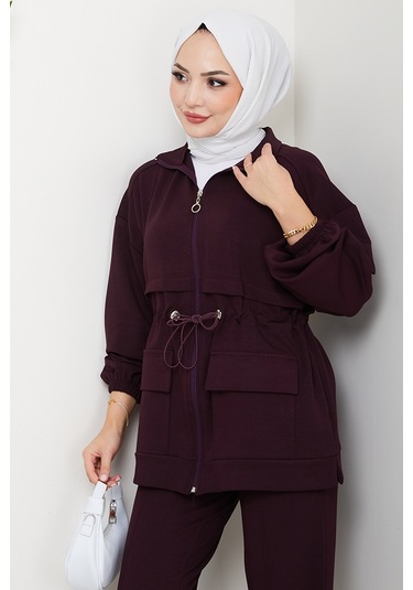 Kapak Cepli Oysho İkili Takım 1652 - Mürdüm Mürdüm