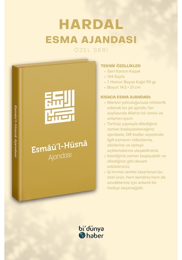 Esmaül Hüsna Ajandası- Hardal Özel Seri Çok Renkli