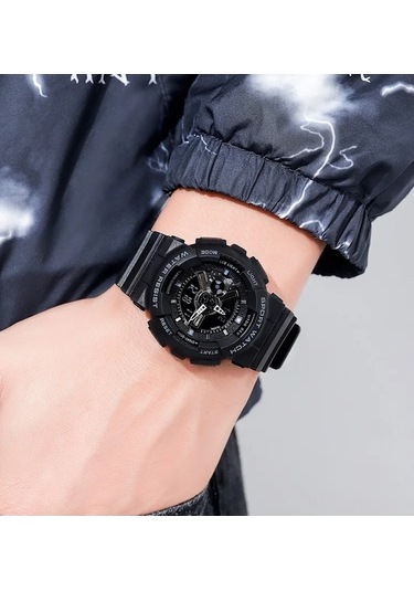 Geeksen Skmeı 1834 Spor Elektronik Saat: Dünya Saati, Kronometre, Geri Sayım, Işıklı Ekran, 50m Su Geçirmez, Siyah Siyah