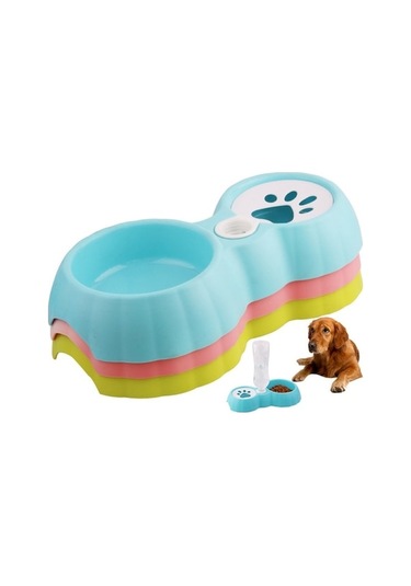 Dm Cbtx Pet Çift Kase Mama Ve Suluk - Kedi/köpek Besleyici, Islatmayan Ağız Suluk Pembe