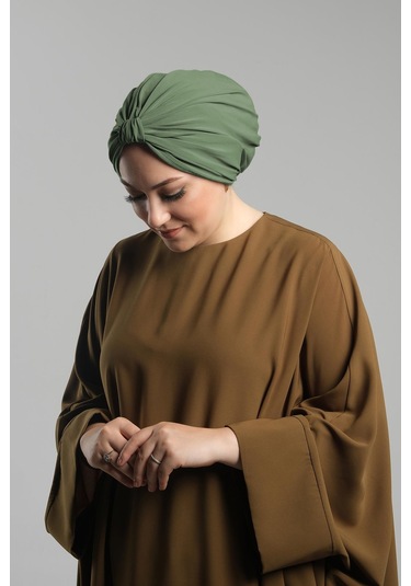 Yağ Yeşili Pratik Hazır Geçmeli Tesettür Bone Sandy Pileli Salaş 2121 36 Yağ Yeşili Yeşil
