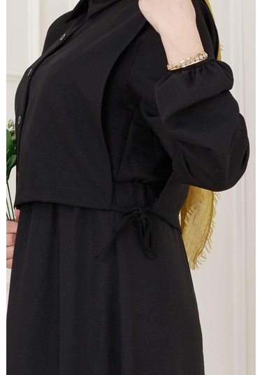 Yanları Bağlamalı Elbiseli Takım-siyah-5020 Siyah