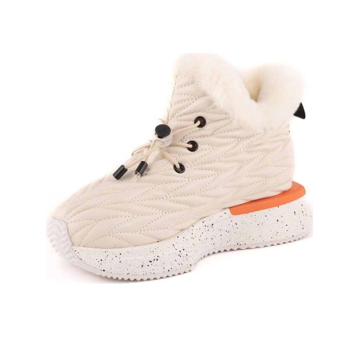 Guja 24k326 Kalın Taban Kapitoneli Kürklü Kadın Kar Botu Bej