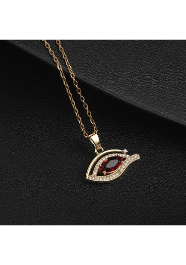 Takı: Titanyum Çelik Köprücük Kimi Zinciri, Renkli Zirkon Taşlı Göz Pandantif, Şeytan Gözü Kolye Bebe Mavisi Çok Renkli