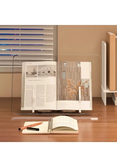 Topshop1 1 Adet Şeffaf Akrilik Kitap Standı 34 Cm X 24 Cm Ayarlanabilir Masaüstü Okuma Tutucu İpad Uyumlu Destek