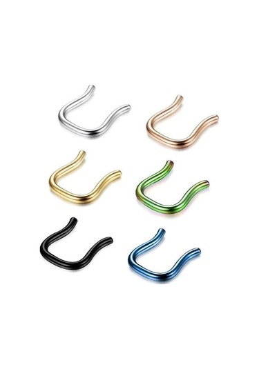 Novahub 6 Adet 1/1.2/1.6mm 316l Cerrahi Çelik U Şekilli Burun Septum Askı Tutucu Halkası 1.6mm Çok Renkli Çok Renkli