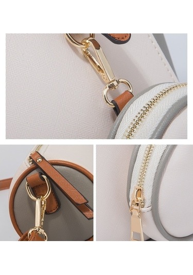 Wondernest 3'ü 1 Arada Moda Çapraz Tasarım Bayan Çapraz Büyük Kapasiteli Çanta Beyaz Beyaz