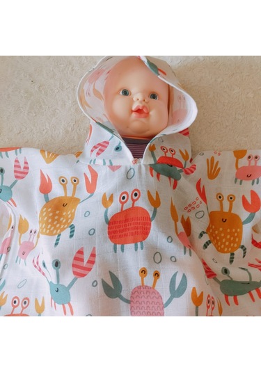 Organik 4'lü Müslin Bebek Panço, Örtü, Yastık, Mendil Takımı