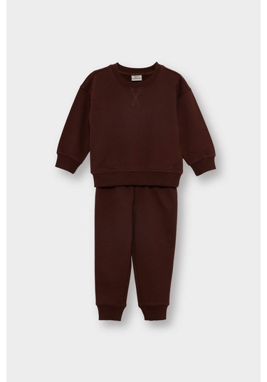 Defacto Erkek Bebek 2li Takım Basic Düz Sweatshirt Eşofman Altı E8434a525wnbn319 Kahve