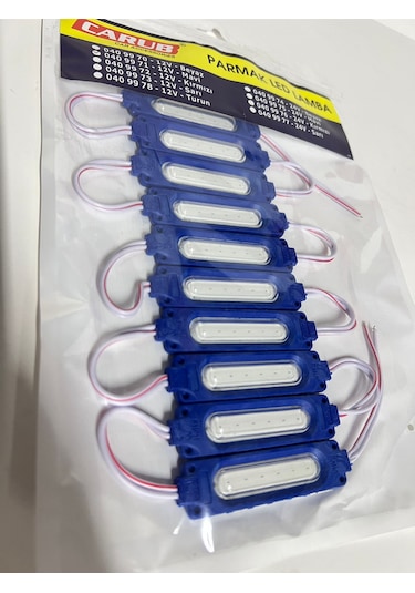Parmak Led Lamba Parmak 12v Cob Mavi 10 Adet